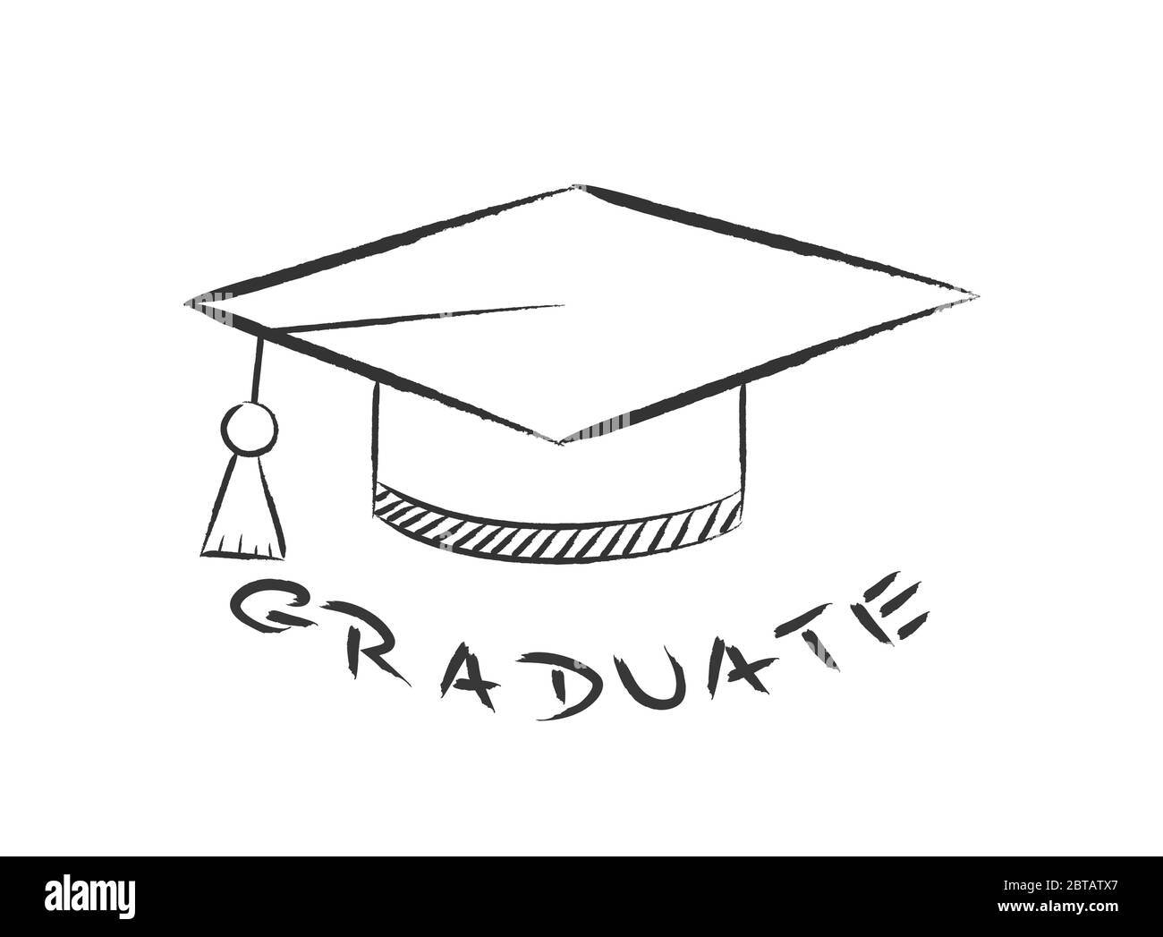 Cap des diplômés. Contour vide isolé sur fond blanc, conception linéaire simple Illustration de Vecteur