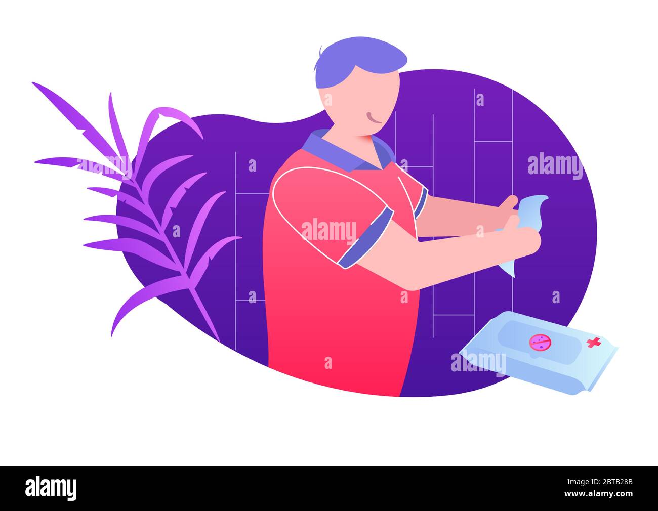 personne se nettoyant les mains avec des lingettes antibactériennes Illustration de Vecteur