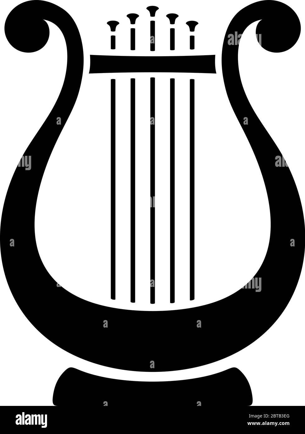 Silhouette noire vectorielle d'un lyre isolé sur un fond blanc. Illustration de Vecteur