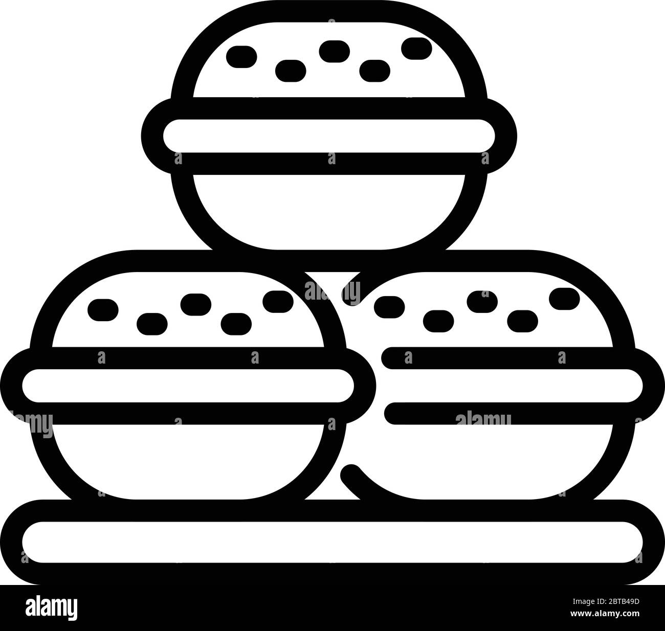 Trois macarons icône, style de contour Illustration de Vecteur