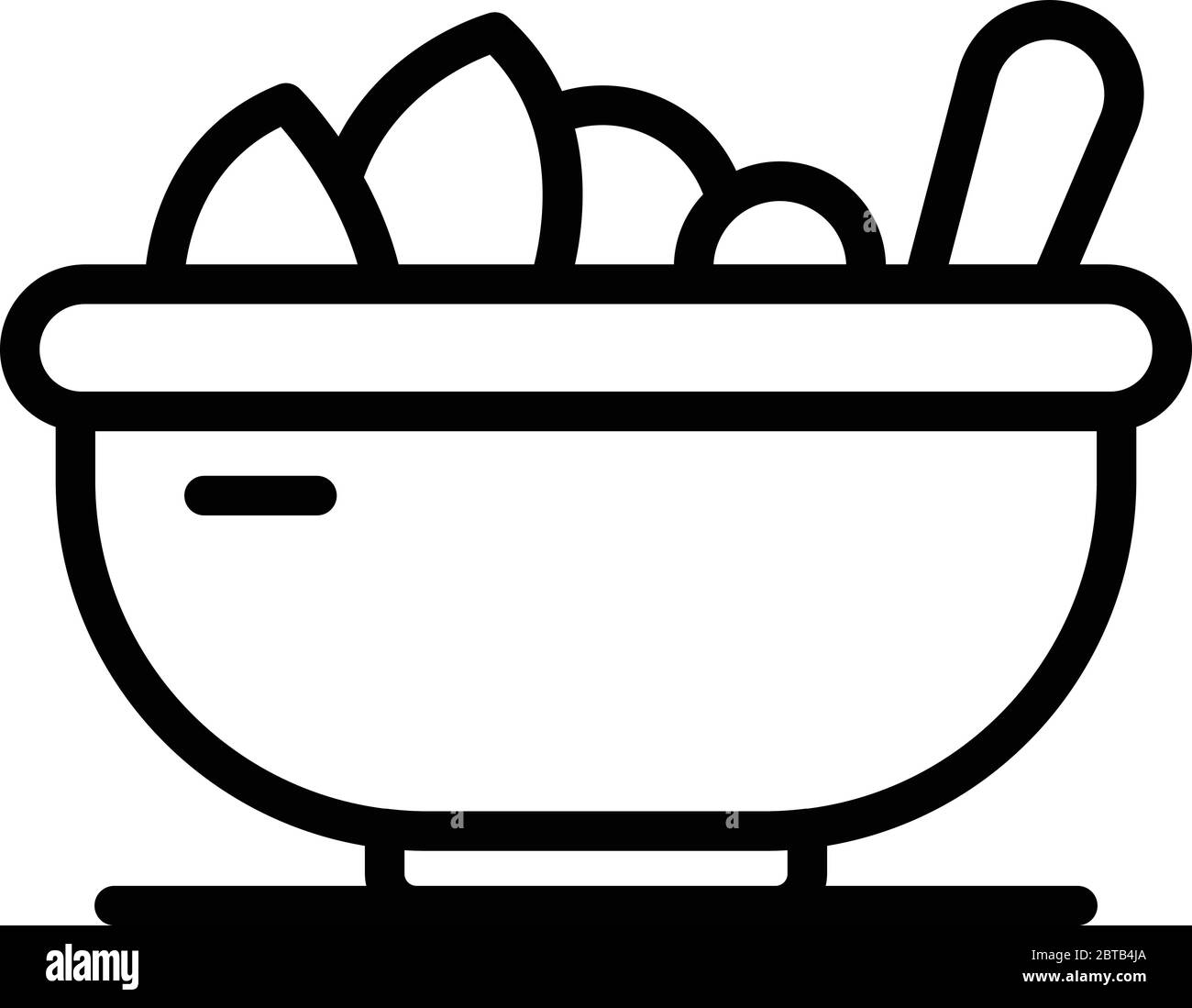 Bol avec icône de nourriture, style de contour Illustration de Vecteur