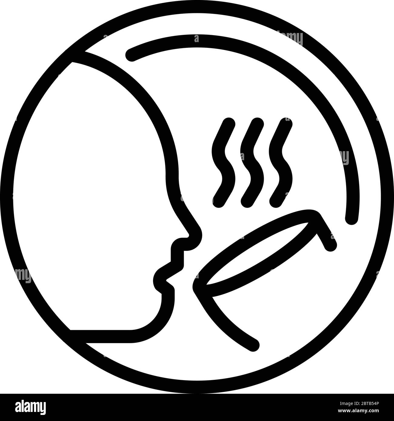 Icône visage et Hot Cup, style de contour Illustration de Vecteur