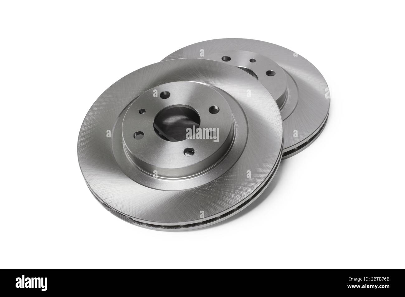 Jeu de disques de frein avant pour voiture de tourisme isolé sur blanc Banque D'Images