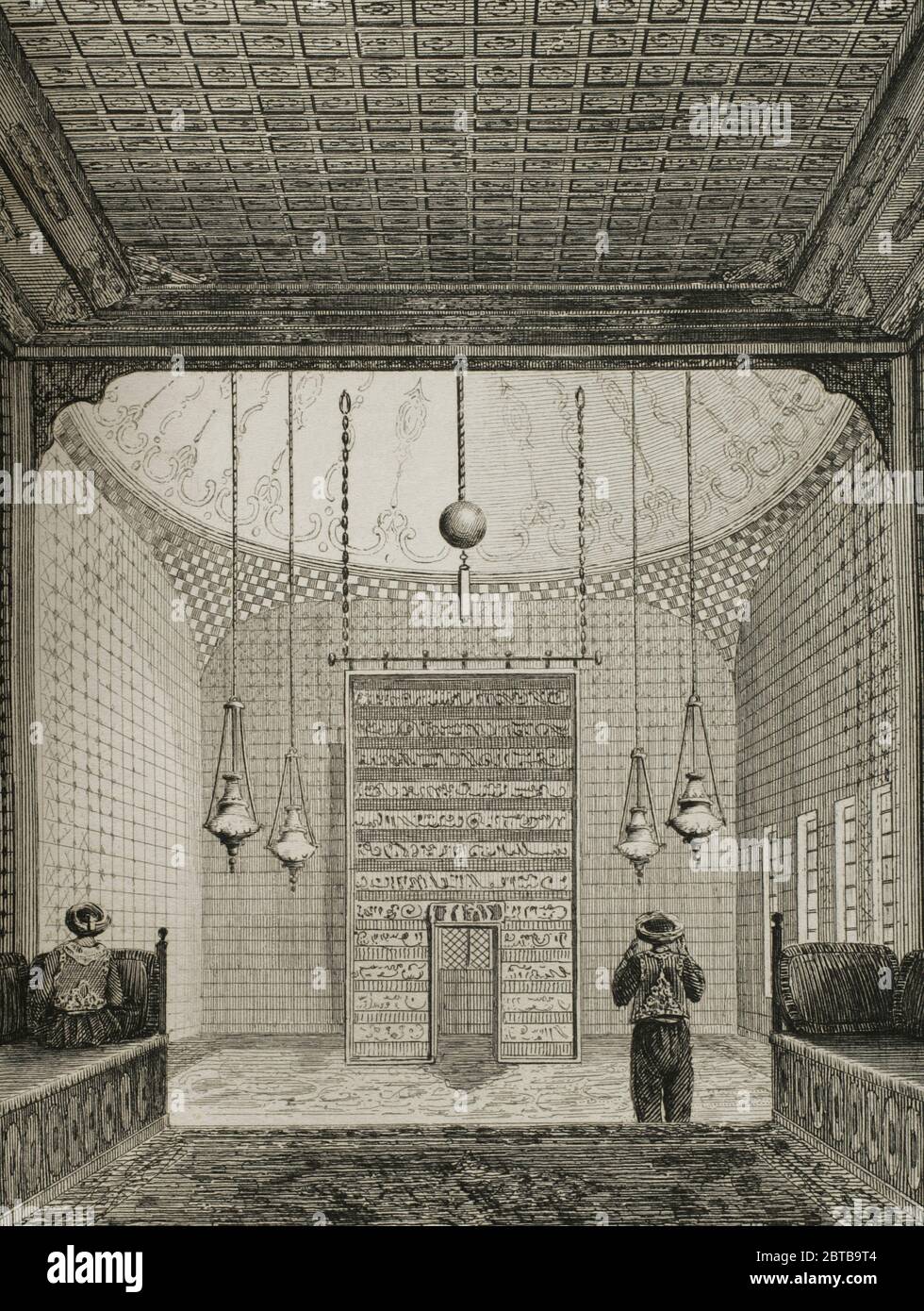 Empire ottoman. Turquie. Constantinople (aujourd'hui Istanbul). Palais de Topkapi. Chapelle du Seraglio. Reliques du Prophète. Gravure par Lemaitre. Historia de Turquia de Joseph Marie Jouannin (1783-1844) et Jules Van Gaver, 1840. Banque D'Images