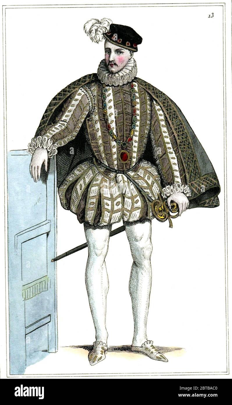 1574 CA , FRANCE : le roi CHARLES IX Valois ( 1550 - 1574 ) de France .  Marié à Elisabeth d'Autriche Habsbourg ( 1570 - 1574 ). Sans fils mâles, son