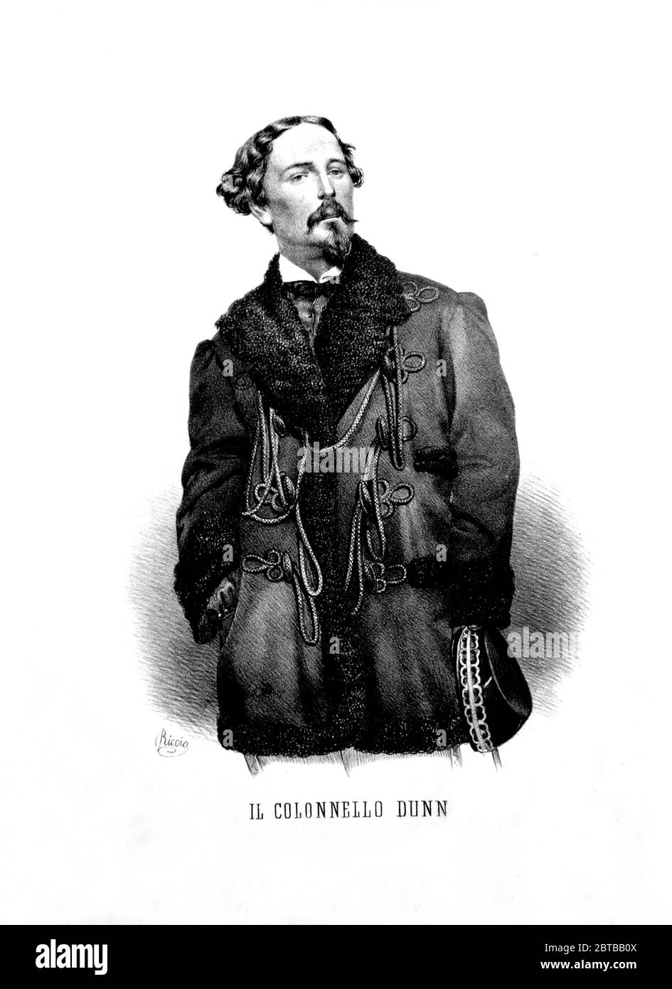 1860 , ITALIE : le british Colonnello Giovanni DUNN aka JOHN Clement DUNNE ( 1827 - 1906 ), un commandant au service des troupes italiennes à SPEDIZIONE DEI MILLE avec les soldats garibaldini de GIUSEPPE GARIBALDI en Sicile , pour la réunion politique de l'Italie . Portrait gravé par Riccio , pubblié en 1862 . - Colonel - Unità d'Italia - RISORGIMENTO - ITALIA - FOTO STORICHE - HISTOIRE - SICILE - GARIBALDI --- Archivio GBB Banque D'Images