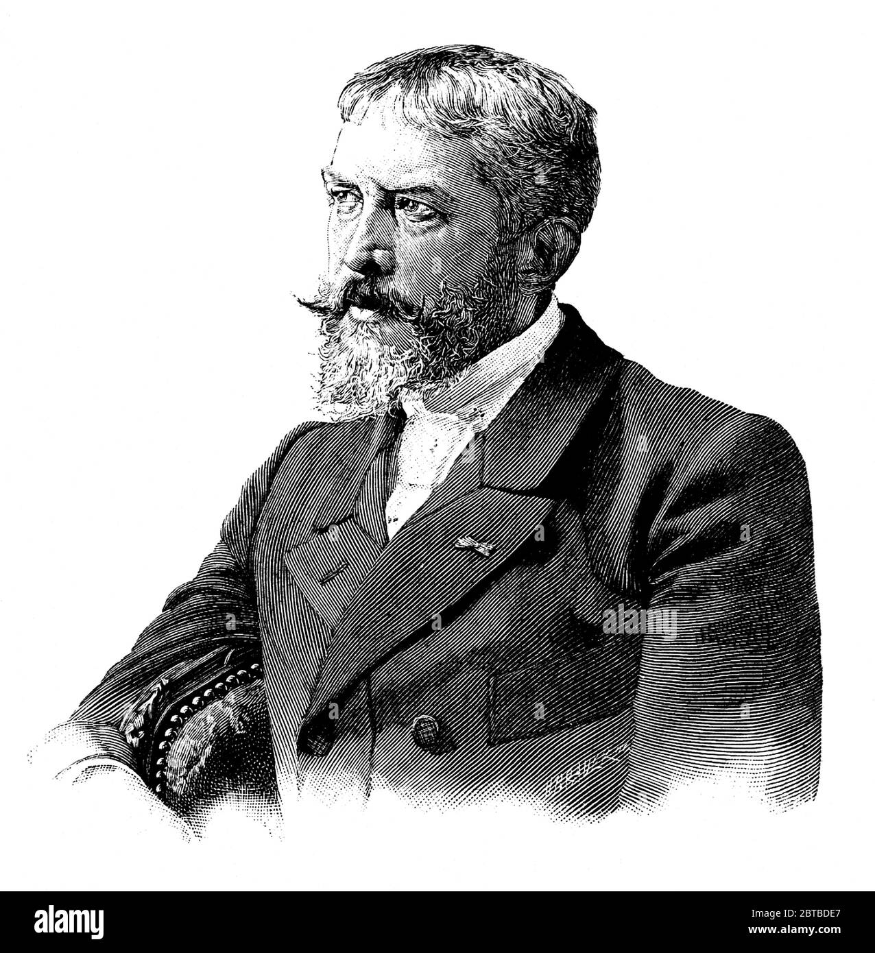 1895 CA , PARIS , FRANCE : le peintre français Jacques Clément WAGREZ ( 1850 - 1908 ). Portrait gravé par Brauer .- ARTS - ARTE - PITTURA - peinture - PITTORE - artiste - artista - portrait - ritratto - barbe - barba -- ARCHIVIO GBB Banque D'Images