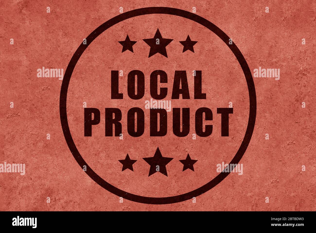 Design d'icône de produit artisanal local sur fond rouge. concept de produit local à 100 %. Banque D'Images