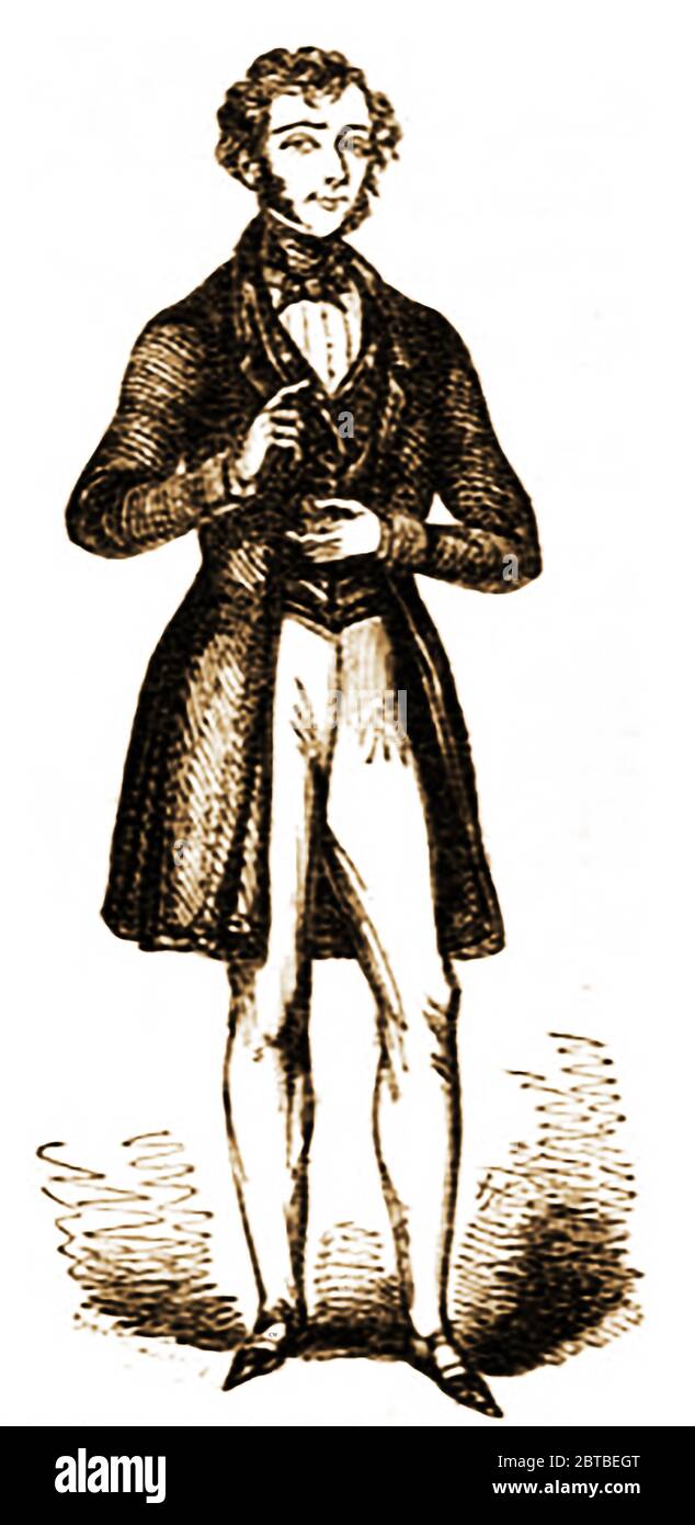 Un portrait en 1842 de Thomas Slingsby Duncombe, député (1796-1861), député radical anglais. Député de Hertford et de Finsbury (à des heures distinctes). Connu sous le nom de « honnête Tom Duncombe », il avait la réputation d'être l'homme le plus beau et le mieux habillé du Parlement » et exprimait régulièrement son amour pour le jeu de théâtre et les femmes. Ceux qui l'ont déaimé l'ont appelé une démagogue Dandy et un radical Dandy. Il a travaillé pour soutenir les hommes et les femmes de la classe ouvrière. Il a présidé la conférence nationale des métiers en 1845 et a contribué à l'organisation de la NAUT Banque D'Images