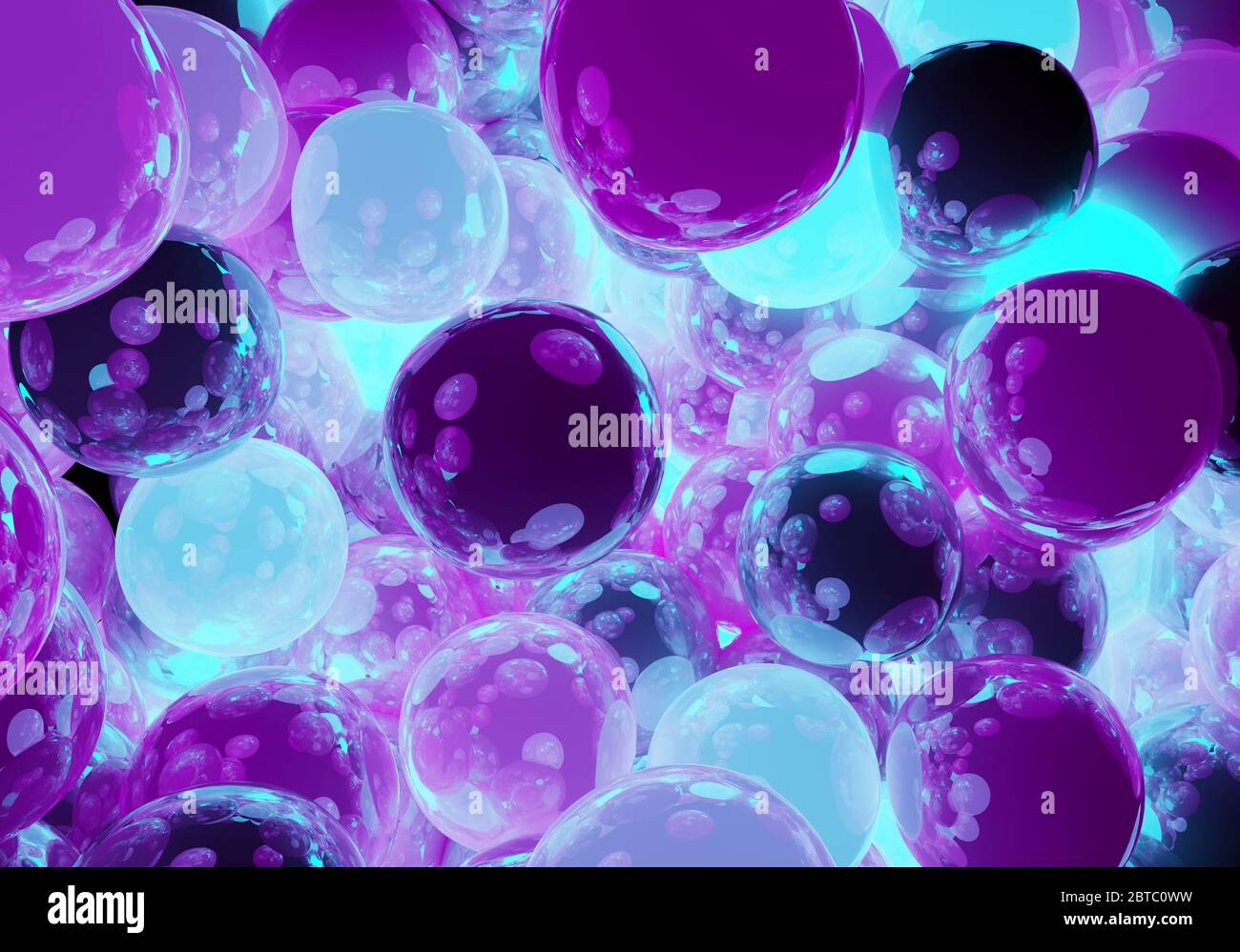 Sphère lumineuse 3d couleur néons lilas Banque D'Images