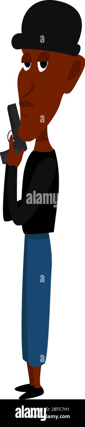 Homme avec canon , illustration, vecteur sur fond blanc Illustration de Vecteur