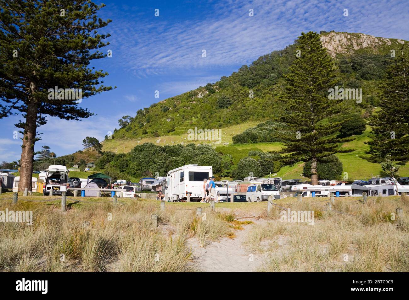 Camp de moteur du domaine de Mount Maunganui, ville de Tauranga, Île du Nord, Nouvelle-Zélande Banque D'Images