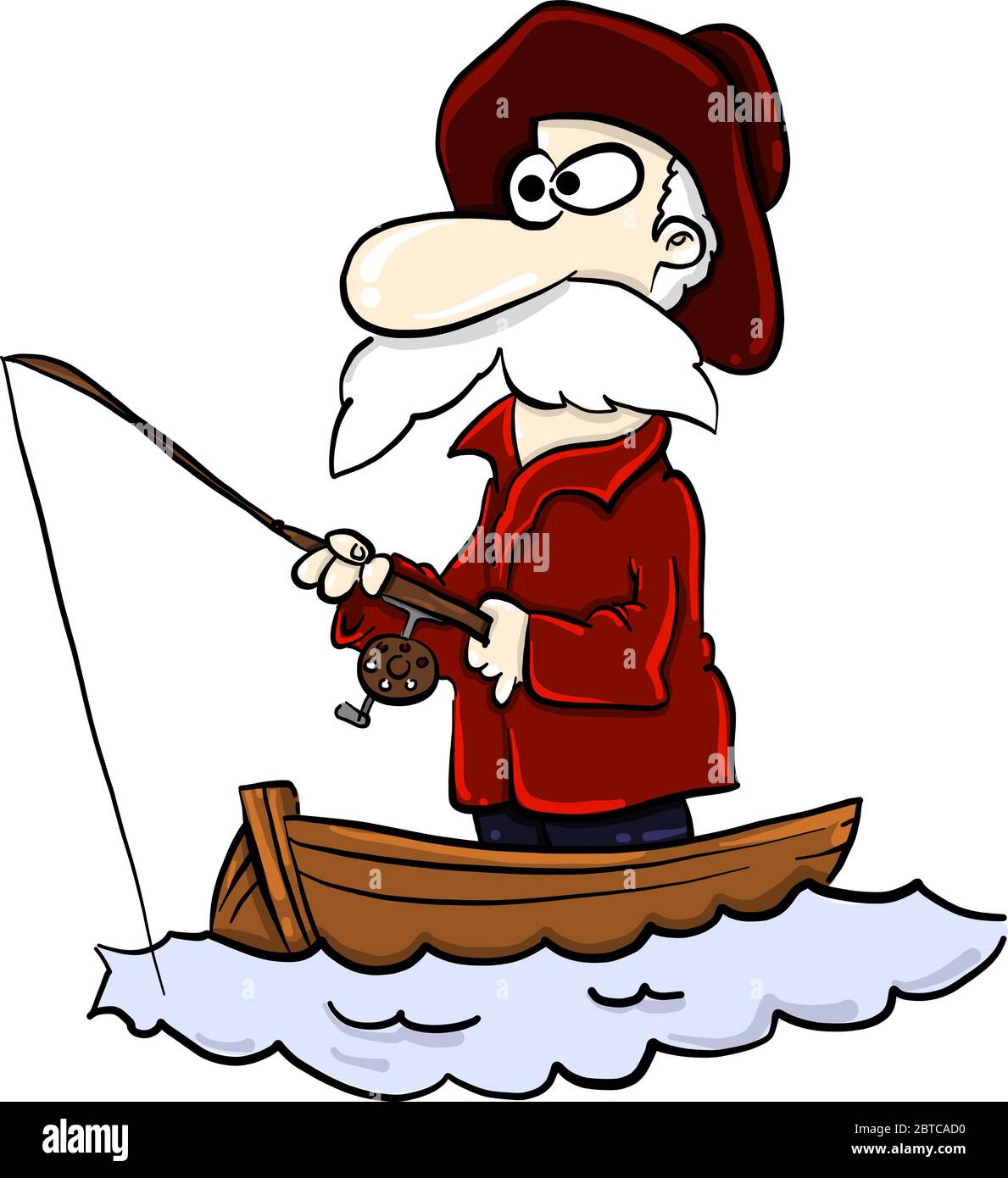 Vieux pêcheur en bateau , illustration, vecteur sur fond blanc Illustration de Vecteur