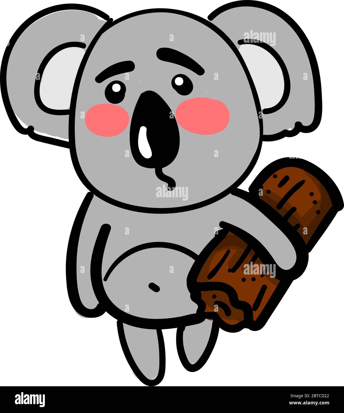 Triste koala avec bois, illustration, vecteur sur fond blanc Illustration de Vecteur