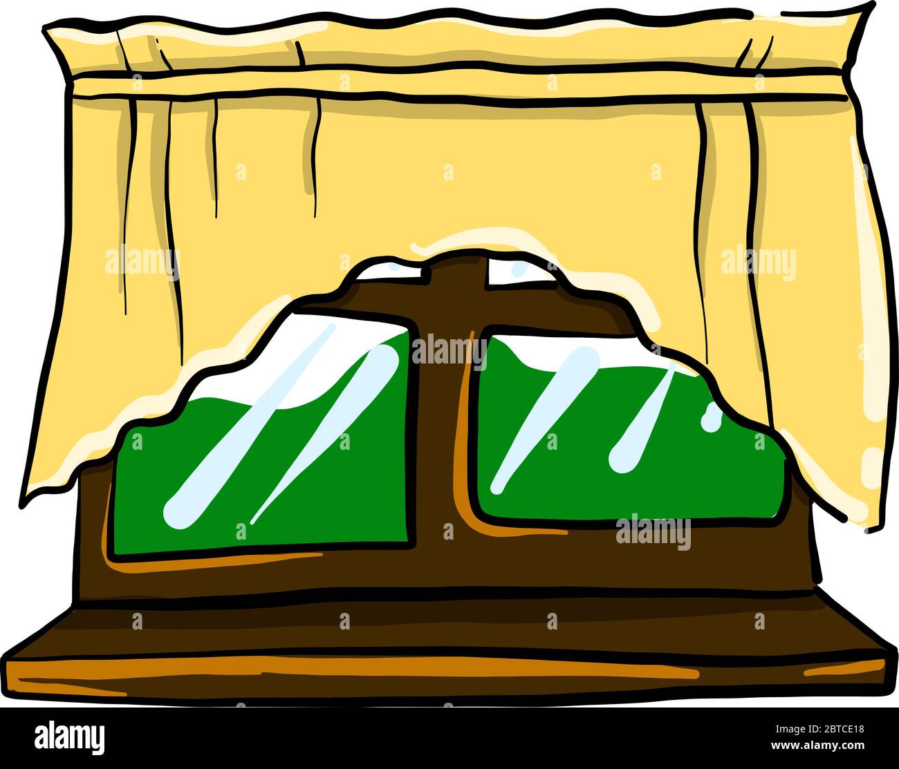 Fenêtre avec rideau jaune , illustration, vecteur sur fond blanc Illustration de Vecteur