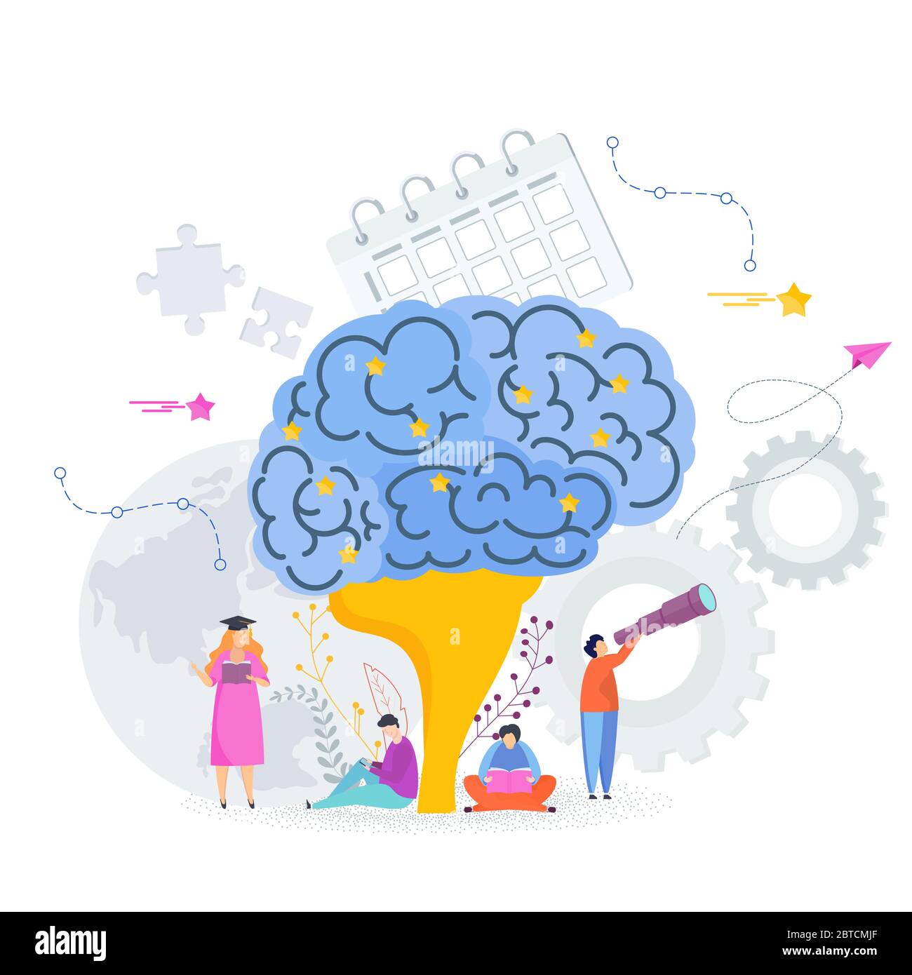 Cerveau intelligent. Arbre de connaissances sur la réussite. Illustration de Vecteur