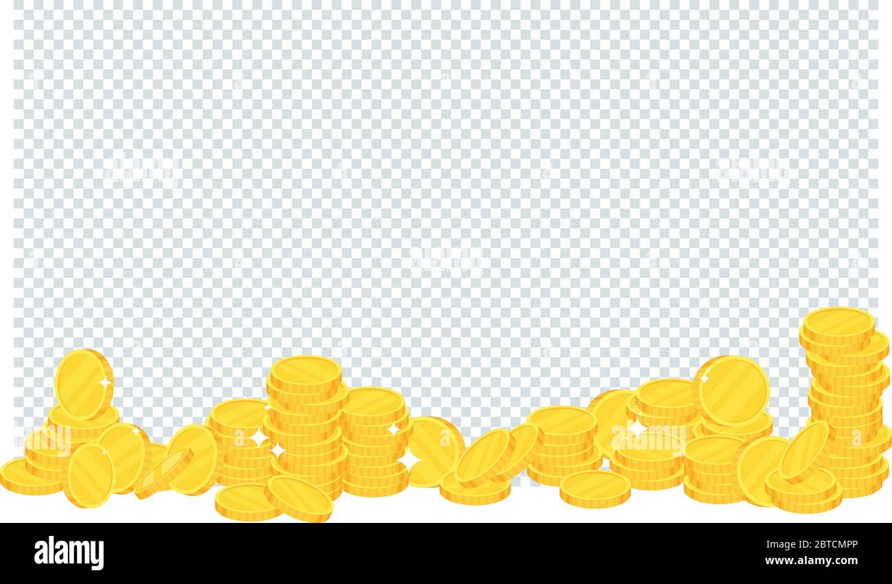 Pièces. Tas de dollars d'or. Illustration de dessin animé à vecteur plat. Illustration de Vecteur