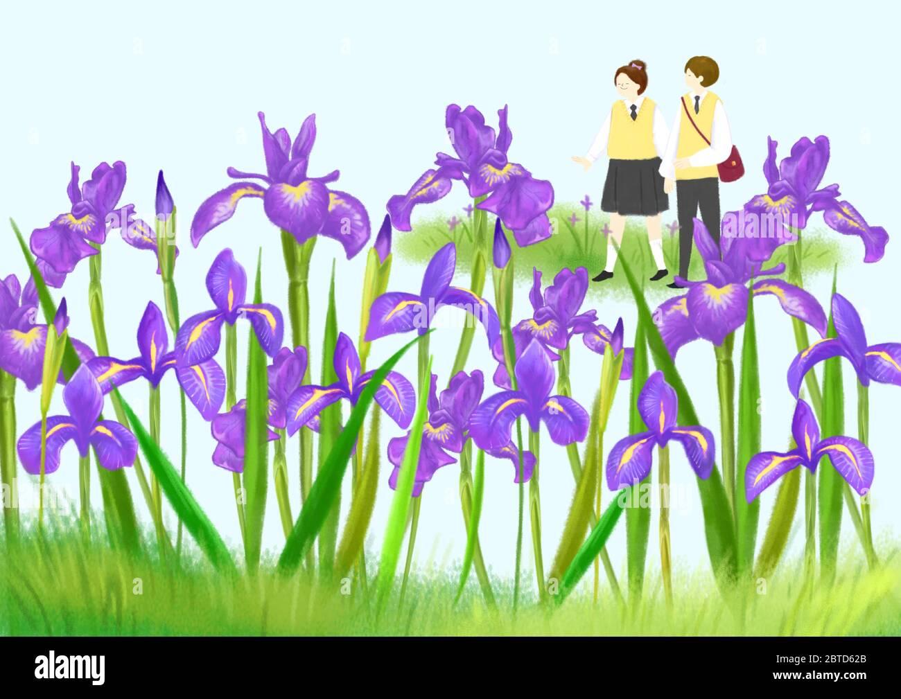 Belle journée de printemps avec fleurs colorées illustration 007 Illustration de Vecteur
