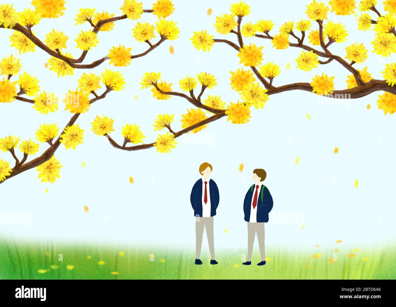 Belle journée de printemps avec fleurs colorées illustration 013 Illustration de Vecteur