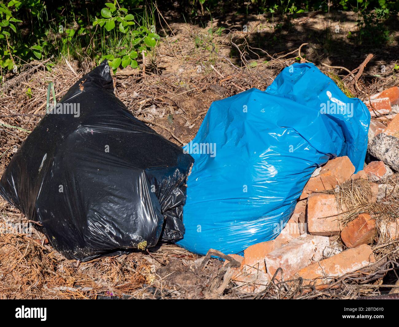 vider les sacs poubelles rejetés de toute illégalité Banque D'Images