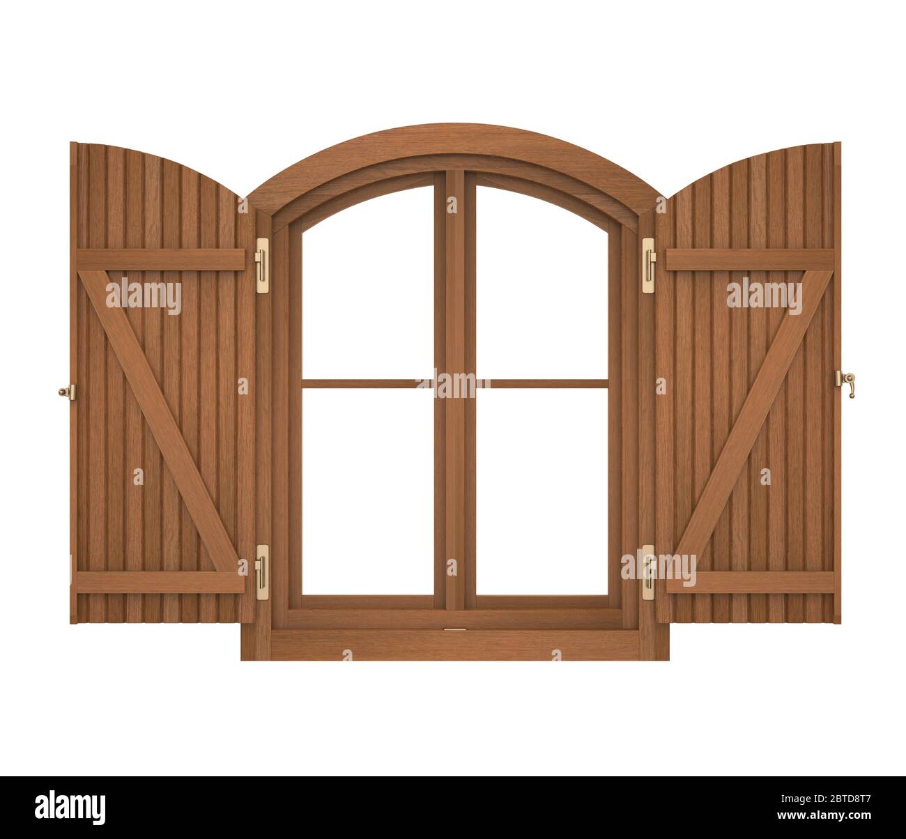 Fenêtre ouverte en bois isolée Banque D'Images