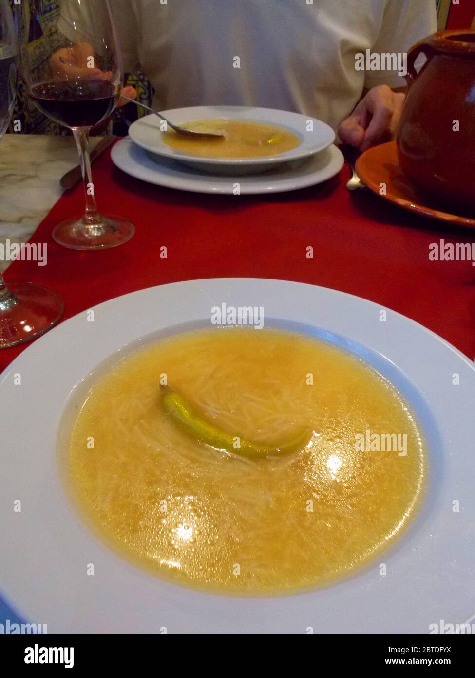 Soupe de cocido. Madrid, Espagne. Banque D'Images