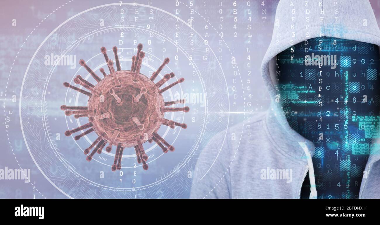 Hacker pendant la pandémie de covid19 du coronavirus Banque D'Images