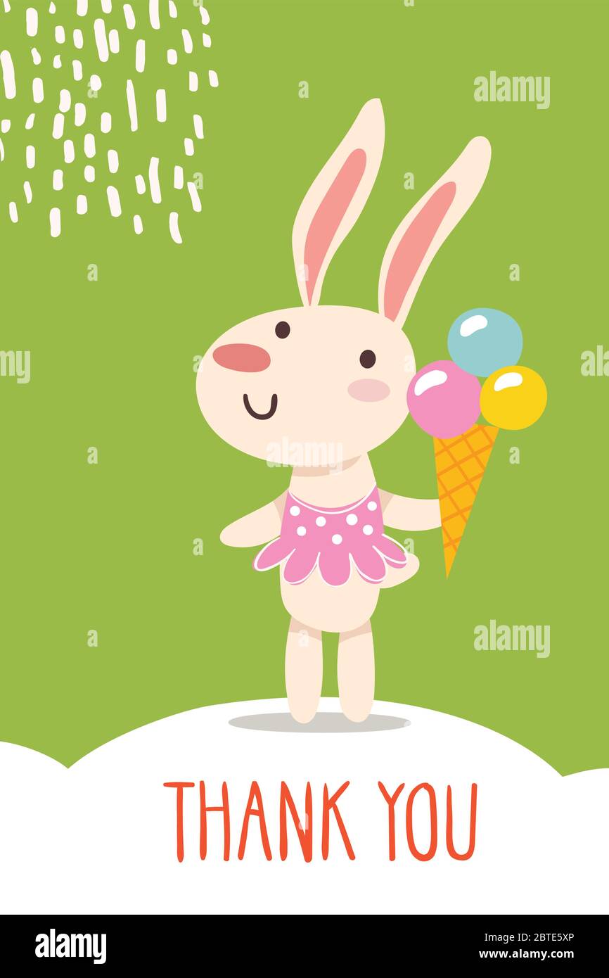 Affiche amusante à dessin animé main avec lapin Illustration de Vecteur