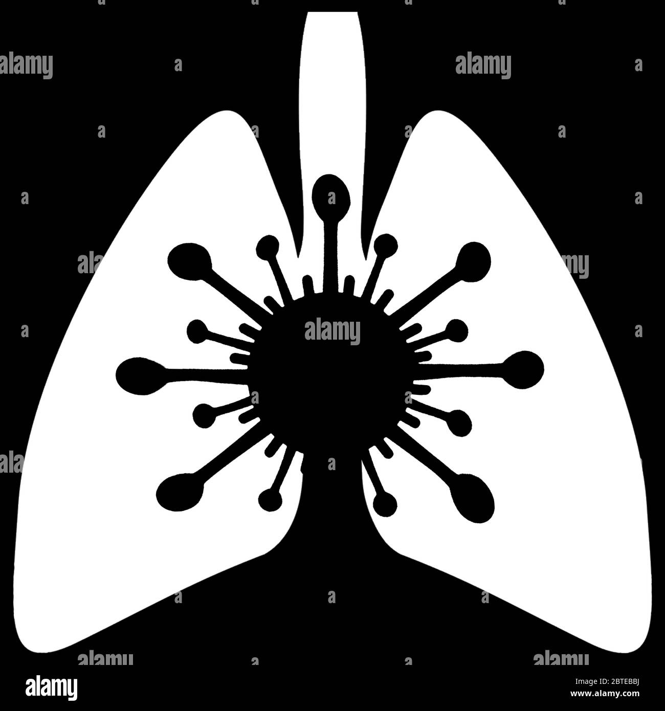 Icône des poumons covid 19 signe poumons avec l'icône du virus COVID-19 SRAS-COV-2 coronavirus Banque D'Images
