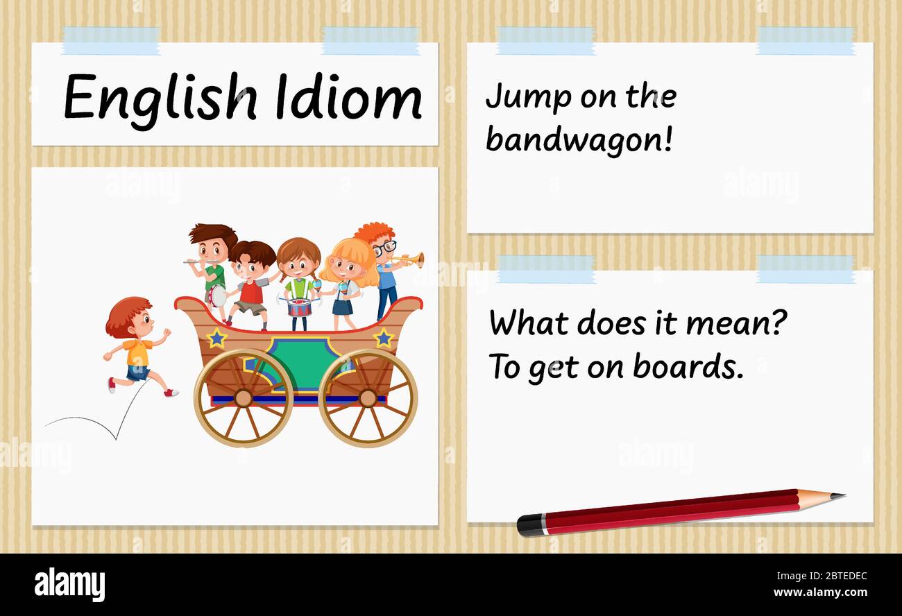 L'idiom anglais saute sur l'illustration du modèle de chariot à bande Illustration de Vecteur
