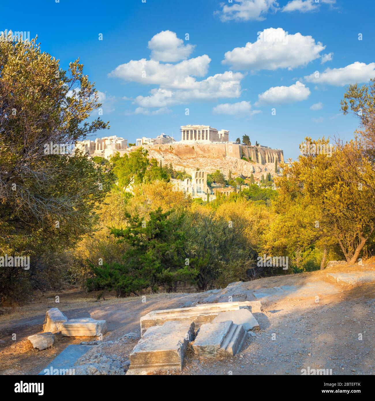 Le Temple Parthénon à l'Acropole d'Athènes, Grèce, belle vue Banque D'Images