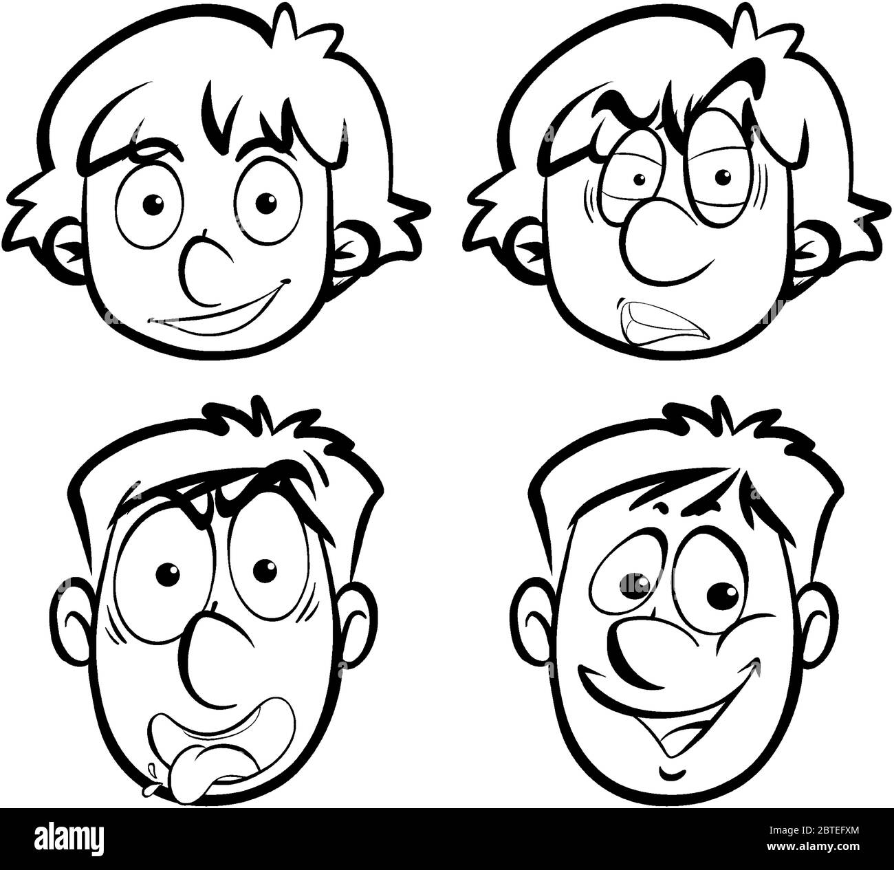 Illustrations de visages humains avec différentes expressions du visage Illustration de Vecteur