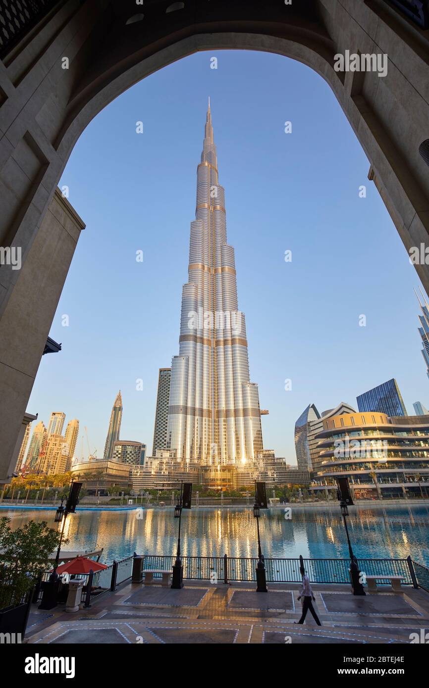 À la tombée de la Burj Khalifa, Dubai, Emirats Arabes Unis Banque D'Images