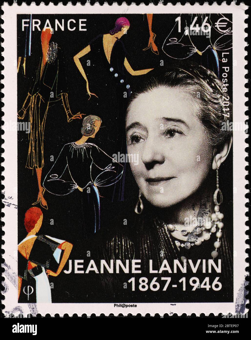 Jeanne Lanvin, couturier française, est sur timbre-poste Banque D'Images