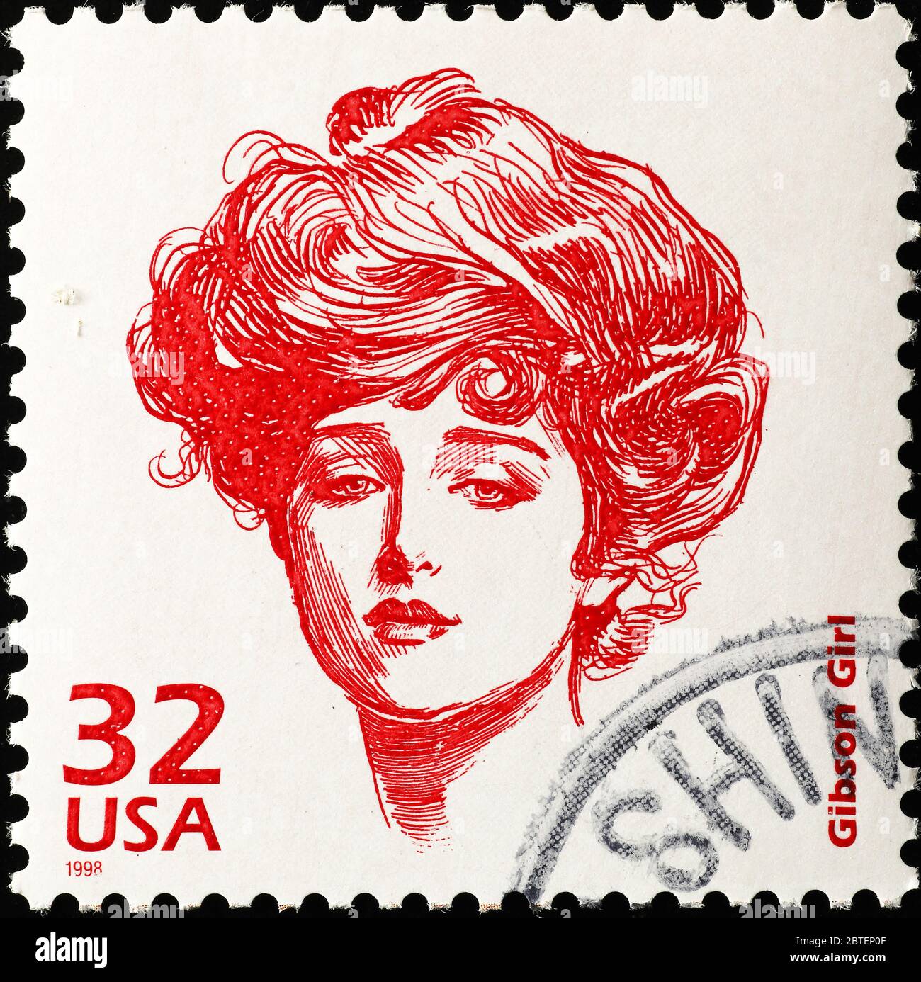 Gibson fille par Charles Dana Gibson sur timbre-poste américain Banque D'Images