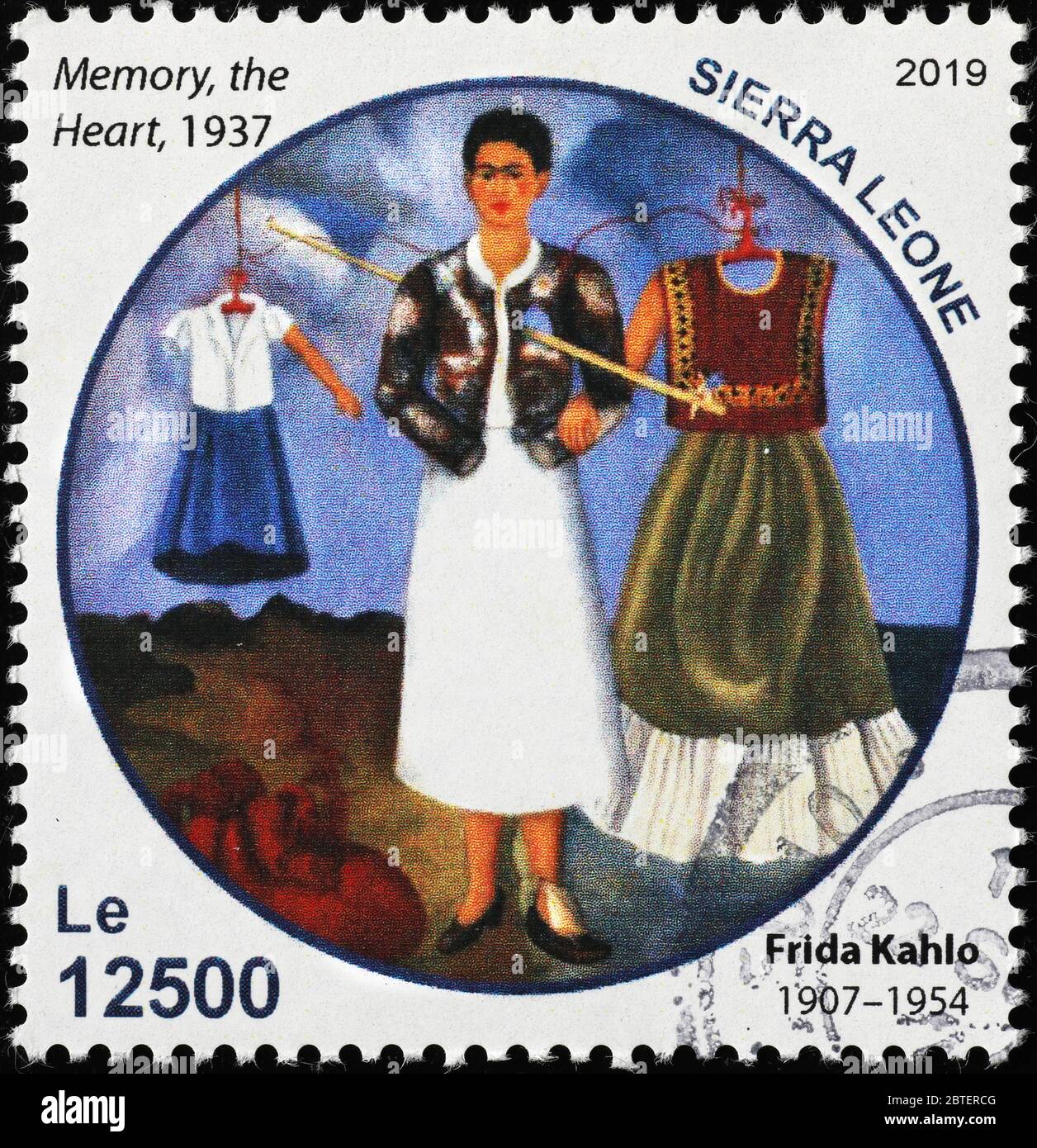 Peinture de Frida Kahlo sur timbre africain Banque D'Images