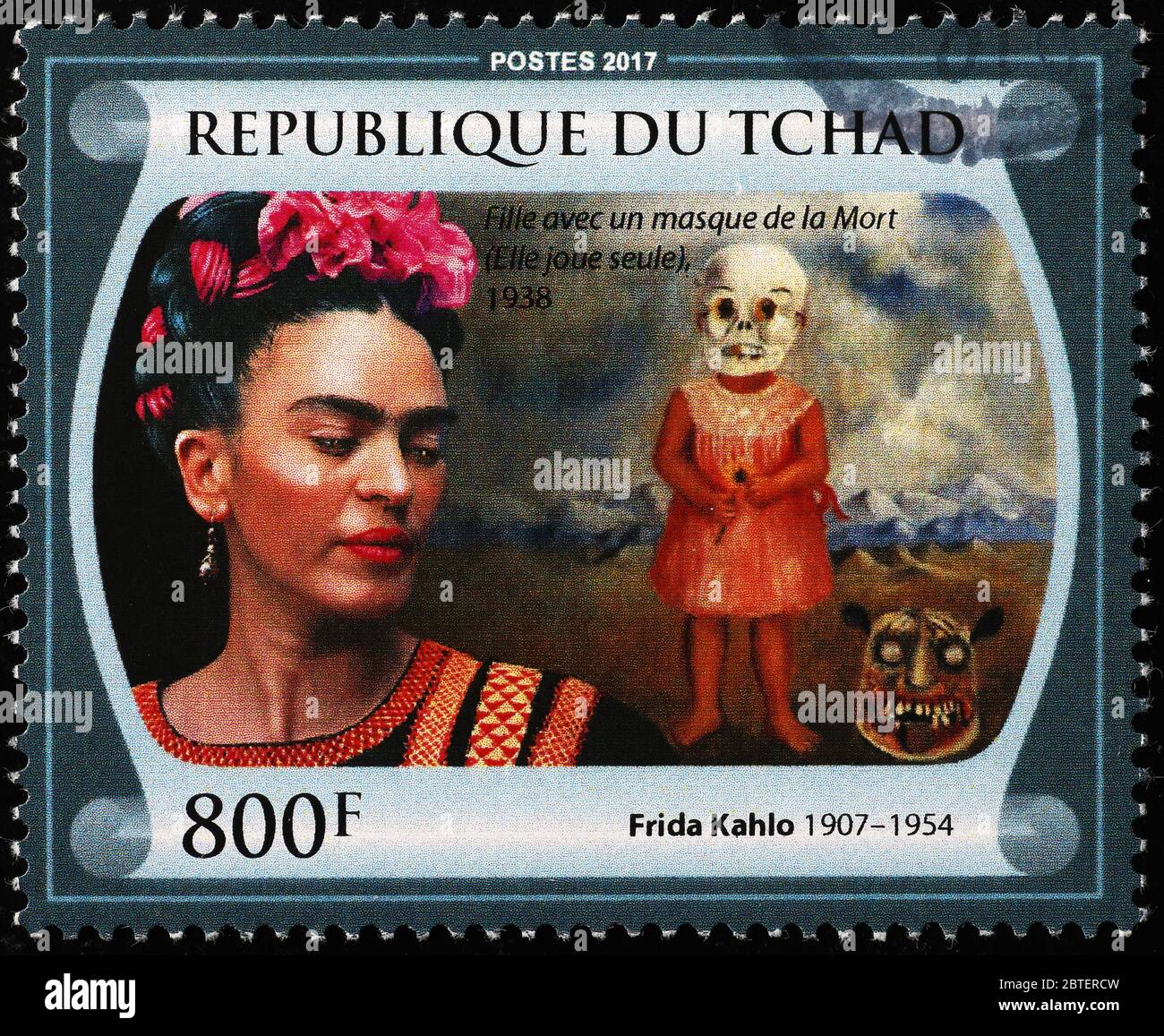 Peinture de la mort par Frida Kahlo sur le timbre Banque D'Images
