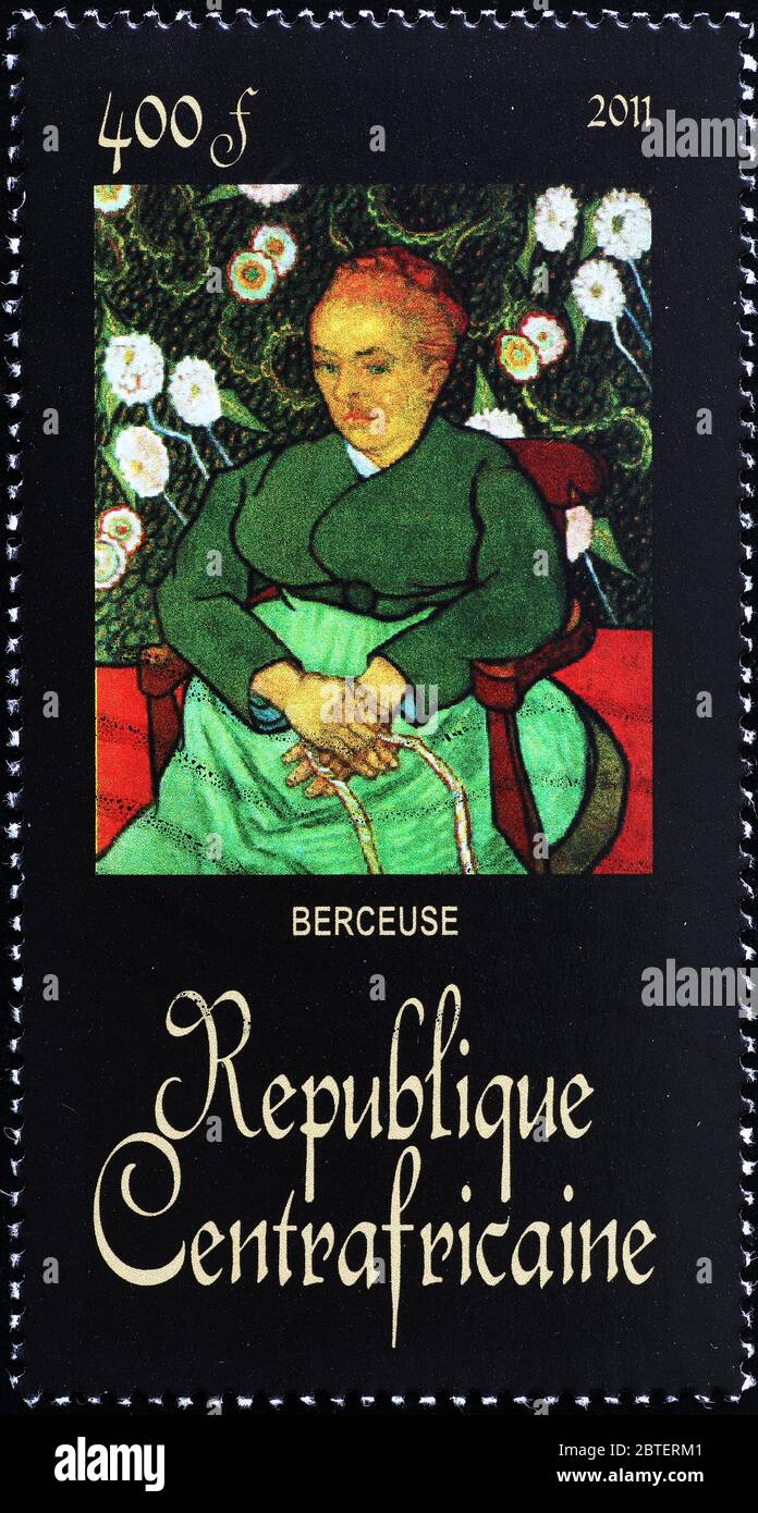 Portrait d'une infirmière peint par Van Gogh sur le timbre Banque D'Images