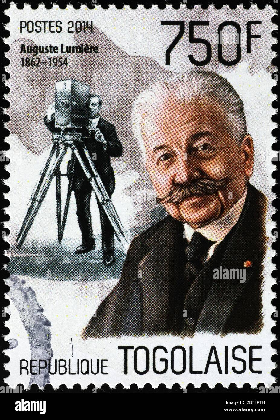Portrait d'Auguste Lumiere sur timbre-poste du Togo Banque D'Images