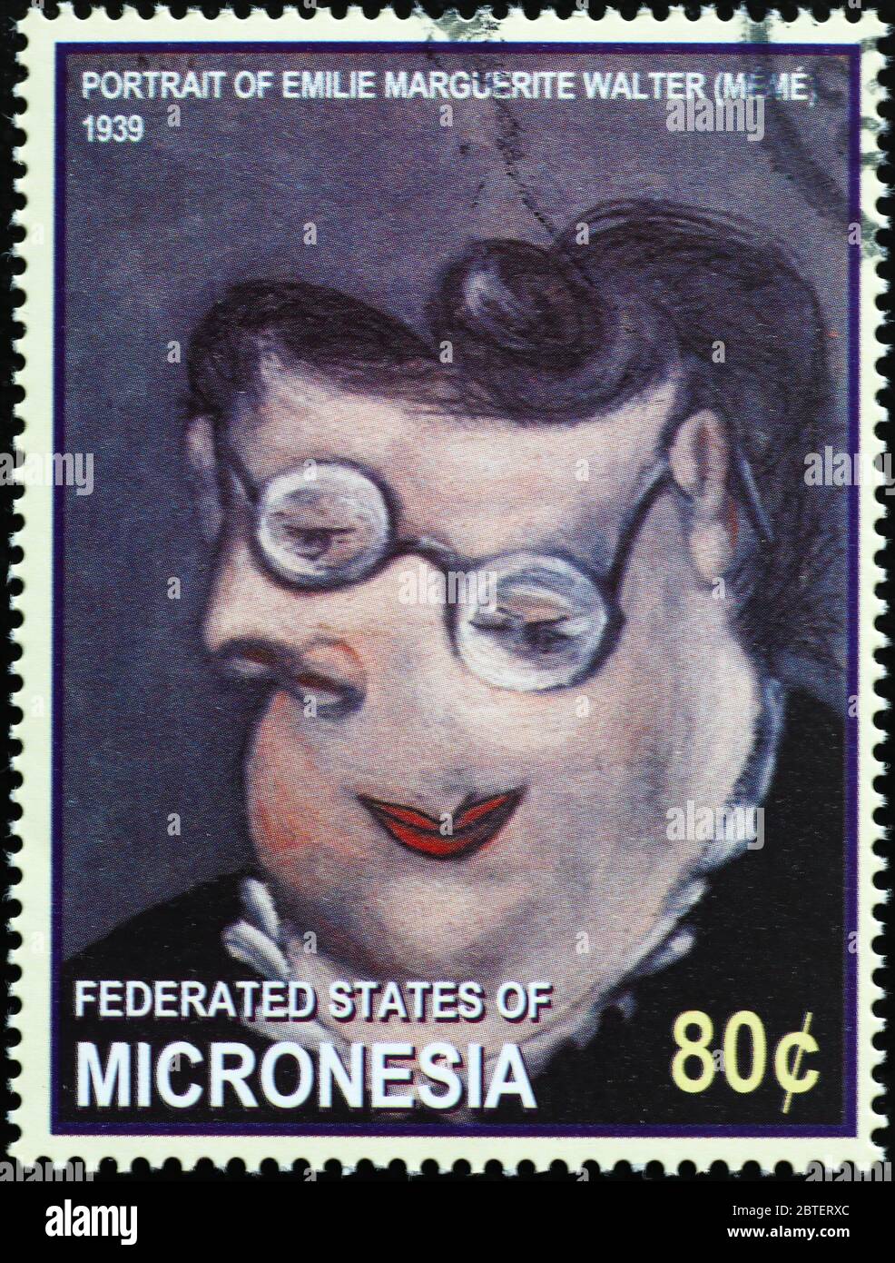 Portrait d'Emilie Marguerite Walter par Picasso sur le timbre Banque D'Images