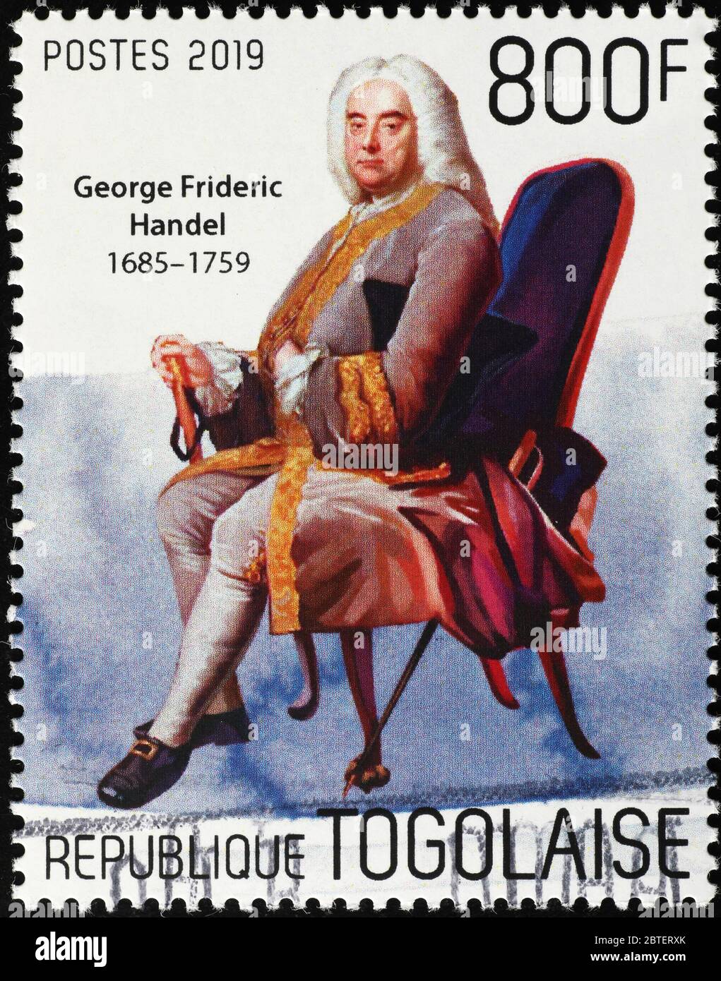 Portrait de George Frideric Handel sur timbre du Togo Banque D'Images