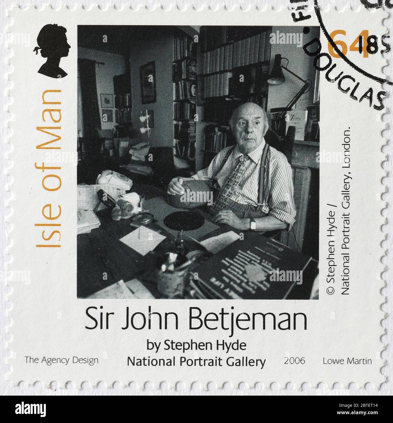 Portrait de Sir John Betjeman sur timbre-poste britannique Banque D'Images