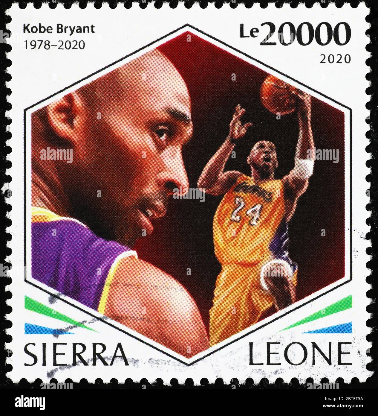 Portraits de Kobe Bryant sur un timbre-poste Banque D'Images