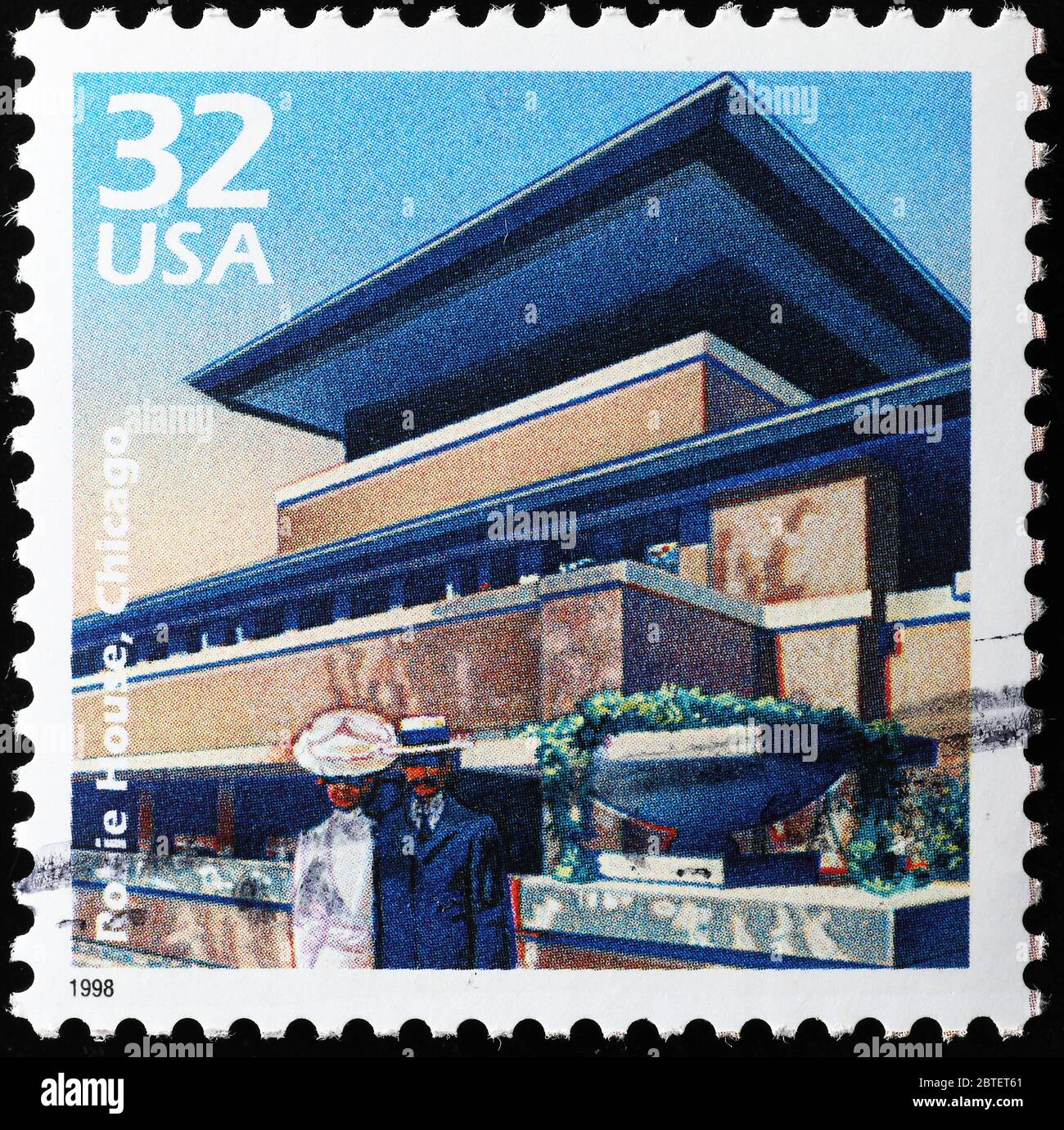 Maison Robie par Frank Lloyd Wright sur timbre-poste Banque D'Images