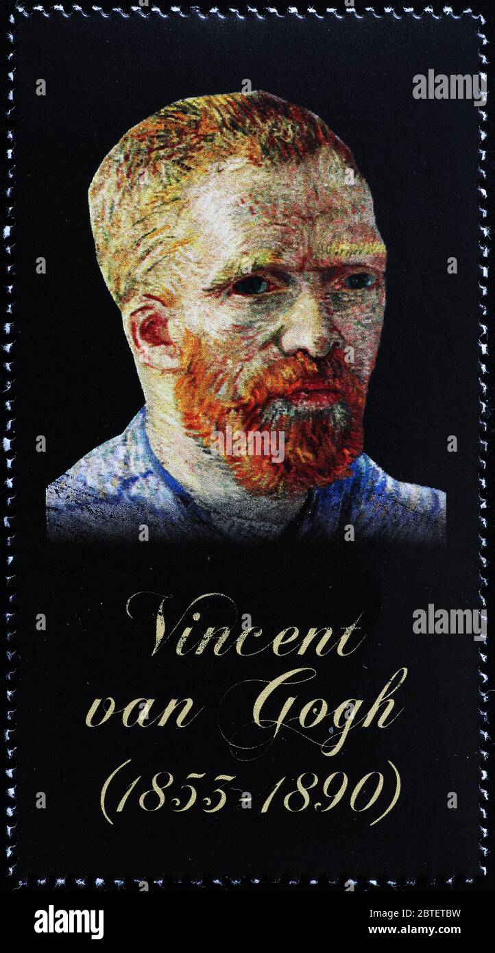 Autoportrait de Vincent van Gogh sur le timbre Banque D'Images