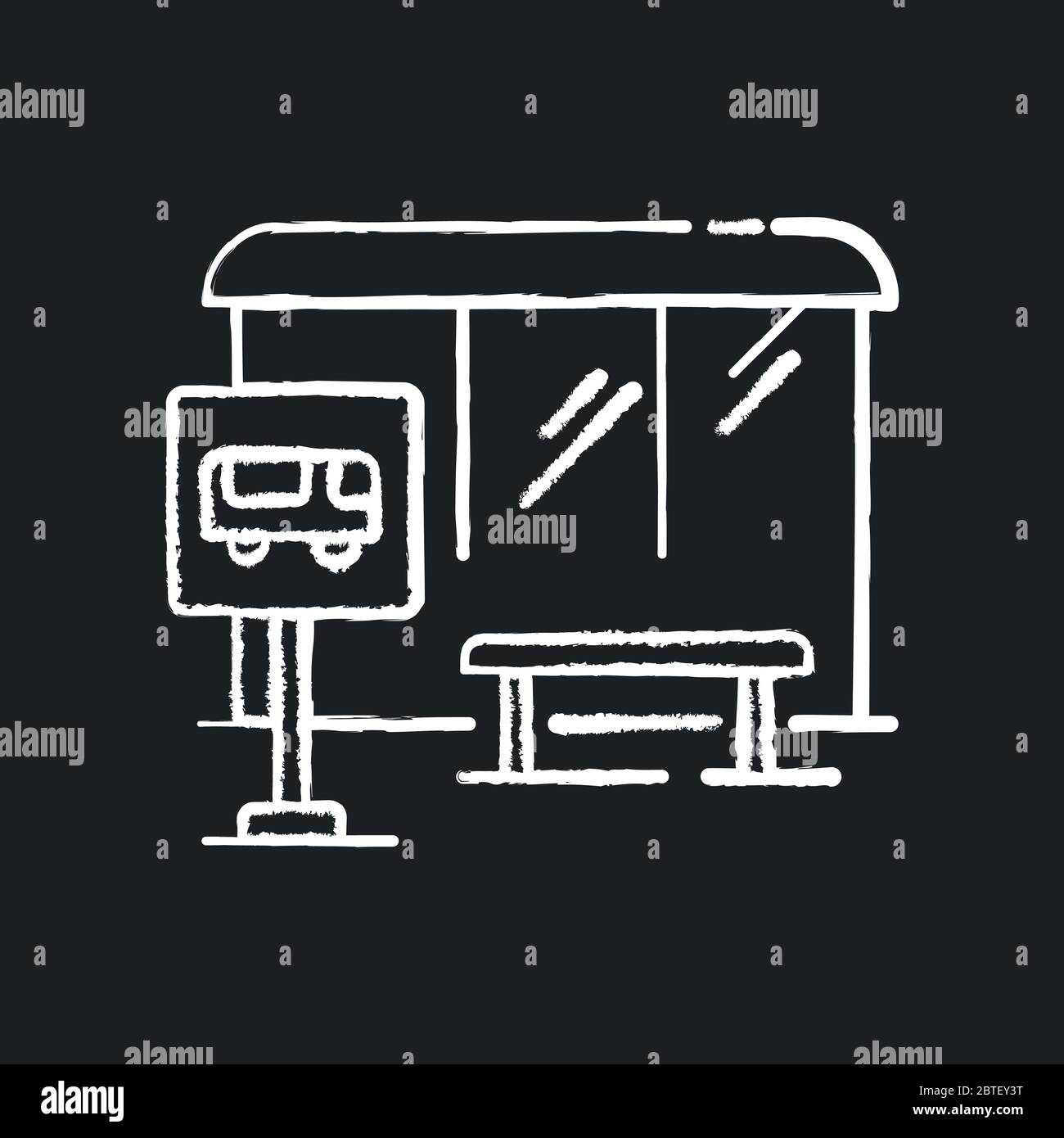 Icône blanche d'arrêt de bus sur fond noir Illustration de Vecteur