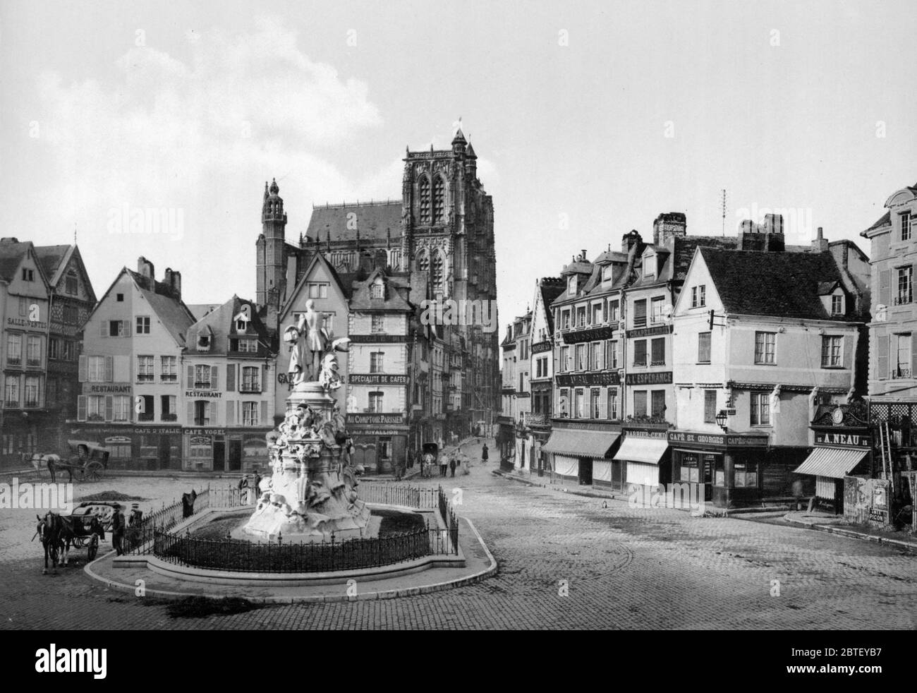 Saint Vulfran et square de l'Amiral Courbet, Abbeville, France ca. 1890-1900 Banque D'Images