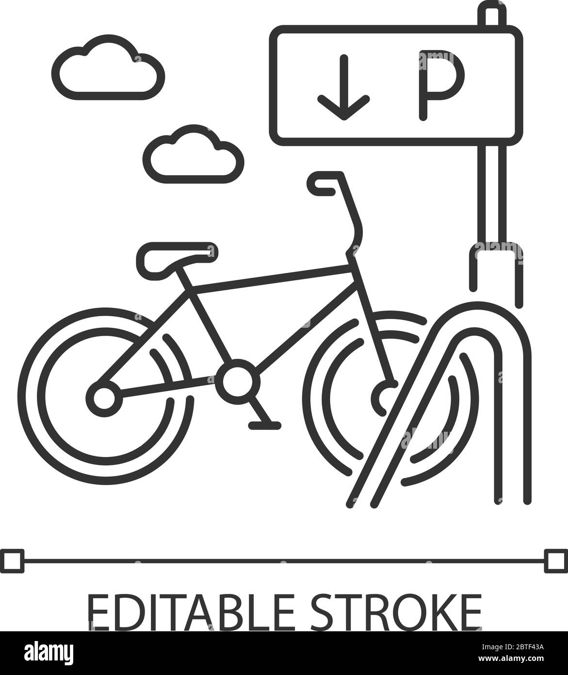 Porte-vélos de stationnement pixel icône linéaire parfaite Illustration de Vecteur