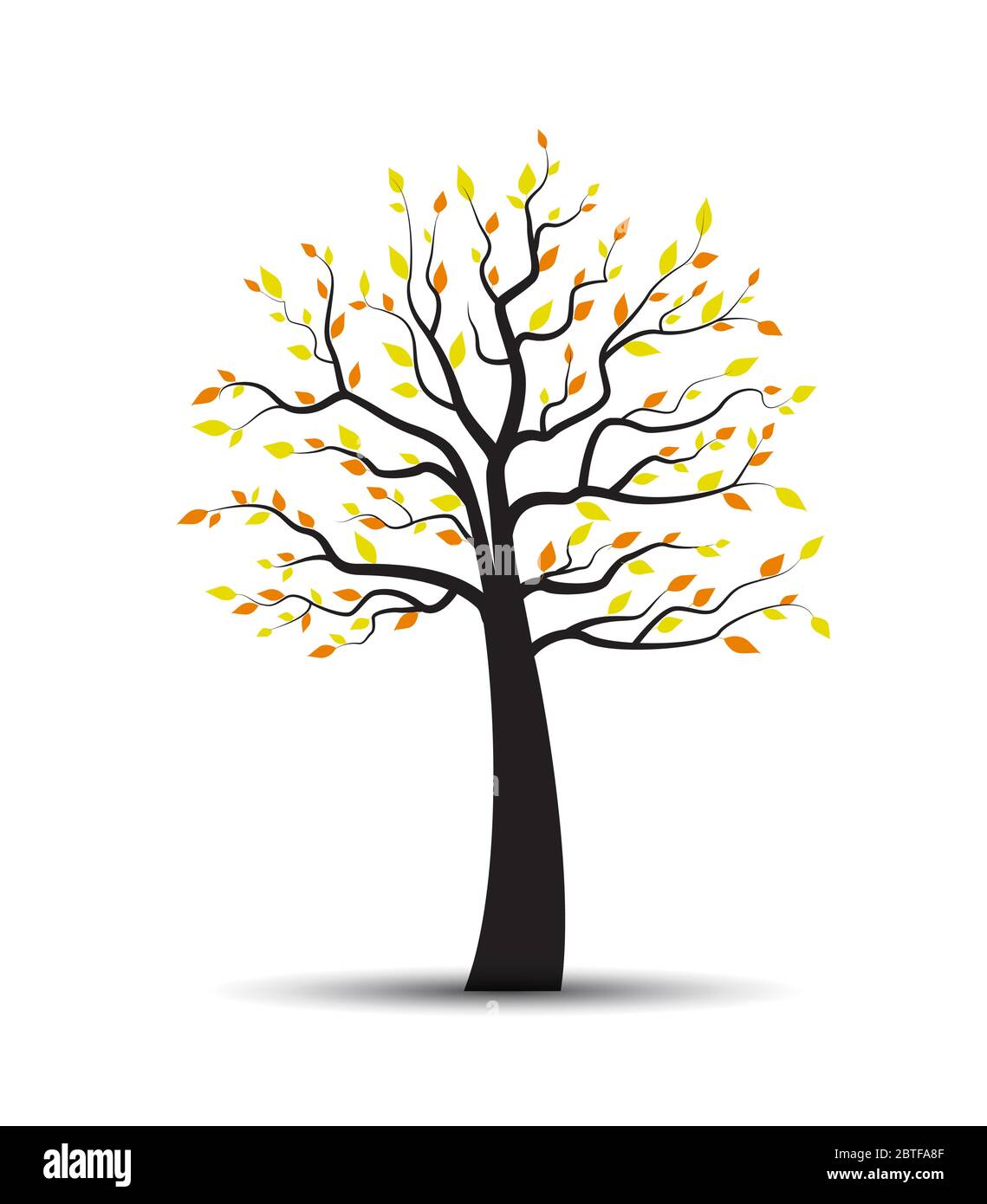 Arbre d'automne avec les feuilles qui tombent Illustration de Vecteur