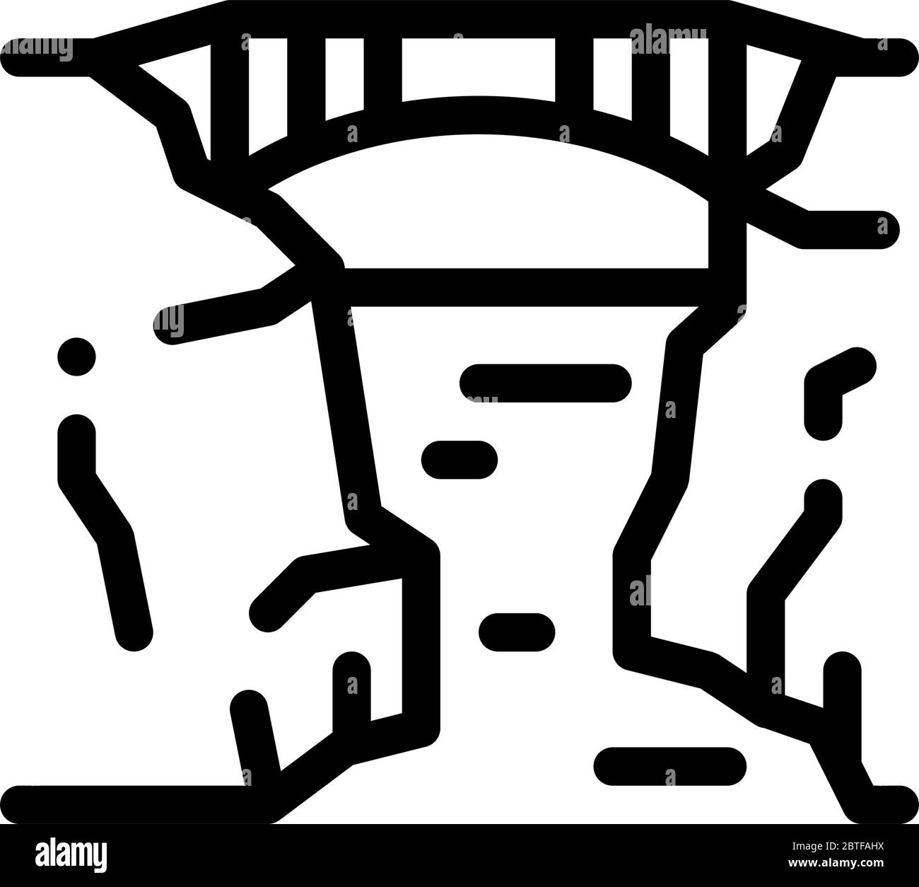 illustration du contour vectoriel de l'icône de paysage de montagne du pont Illustration de Vecteur
